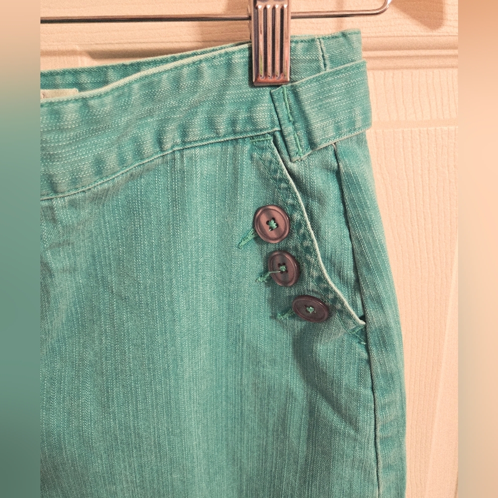 Christopher & Banks Aqua Blue Button-Detail Pencil Skirt Size 4 Stretch - Picture 5 of 5